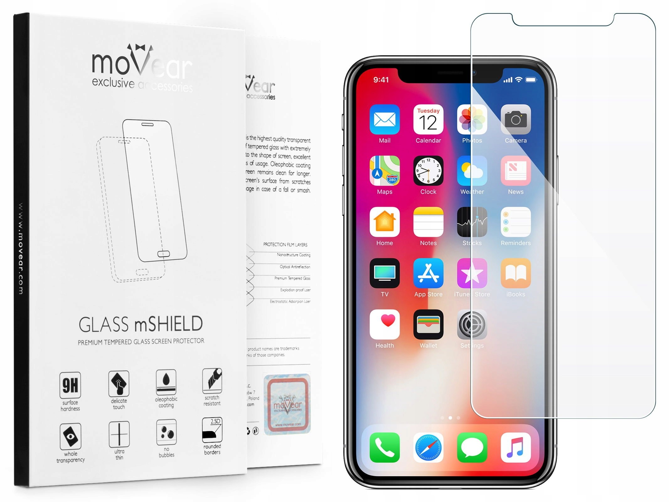 

moVear Glass mSHIELD 2.5D selfie na iPhone X / Xs