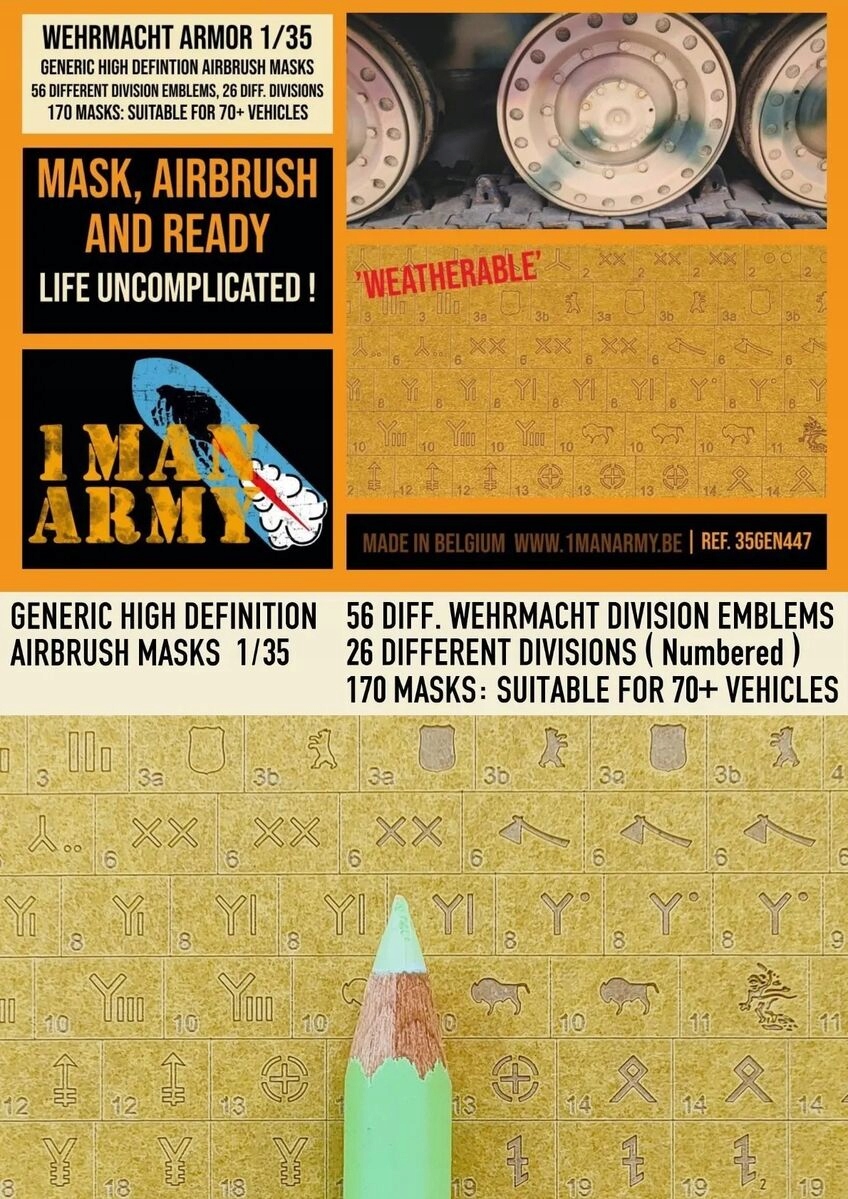 Masky 56 Dif. Znaky divize Wehrmacht 1:35 Armáda 1 mužů 35GEN447