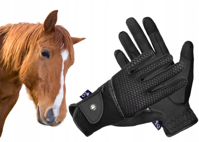 Rękawiczki jeździeckie Equestrian Queen Savaii letnie z siateczką czarne XL