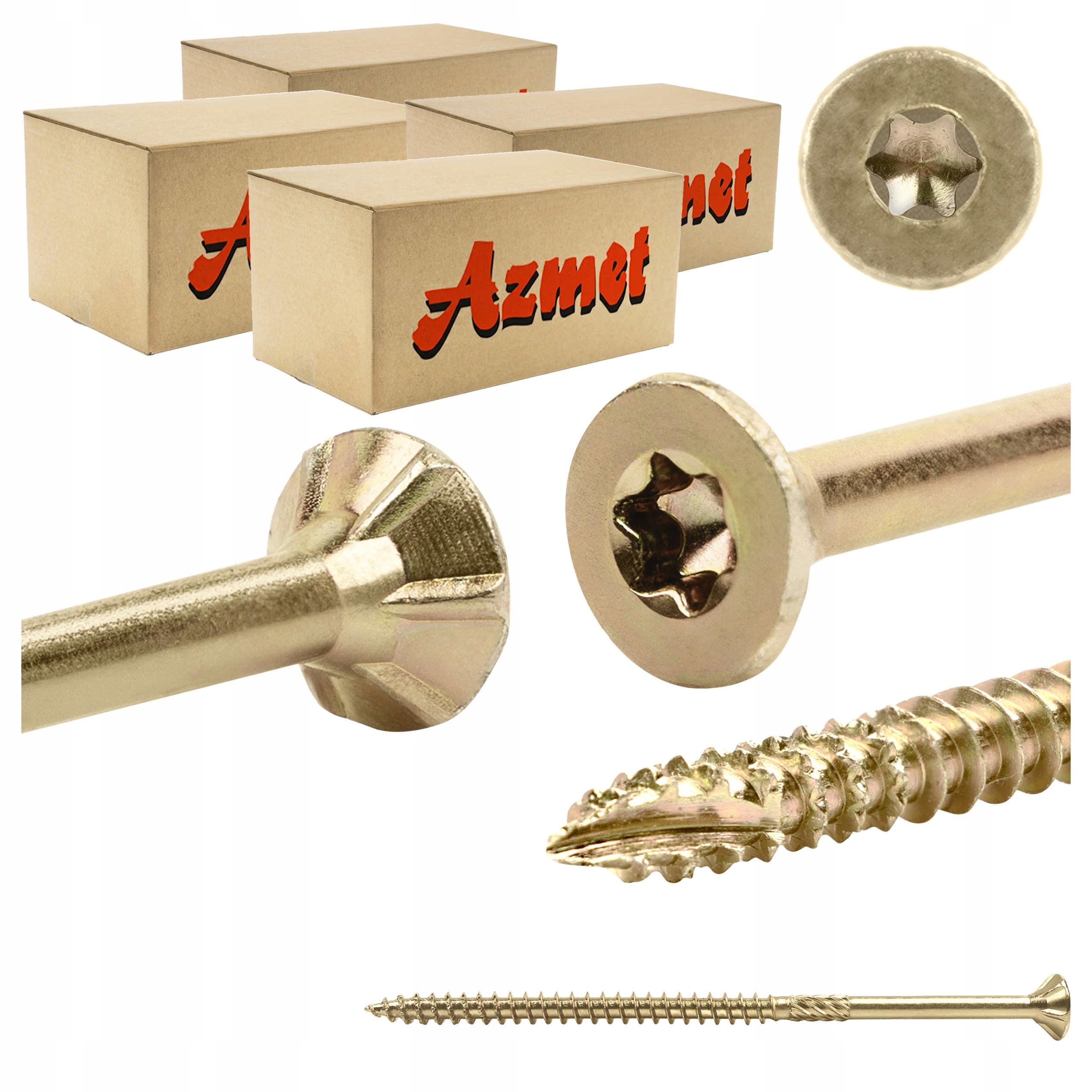 Tesárske skrutky 6x120 mm Torx do dreva kužeľové 400 ks Azmet WT-60120