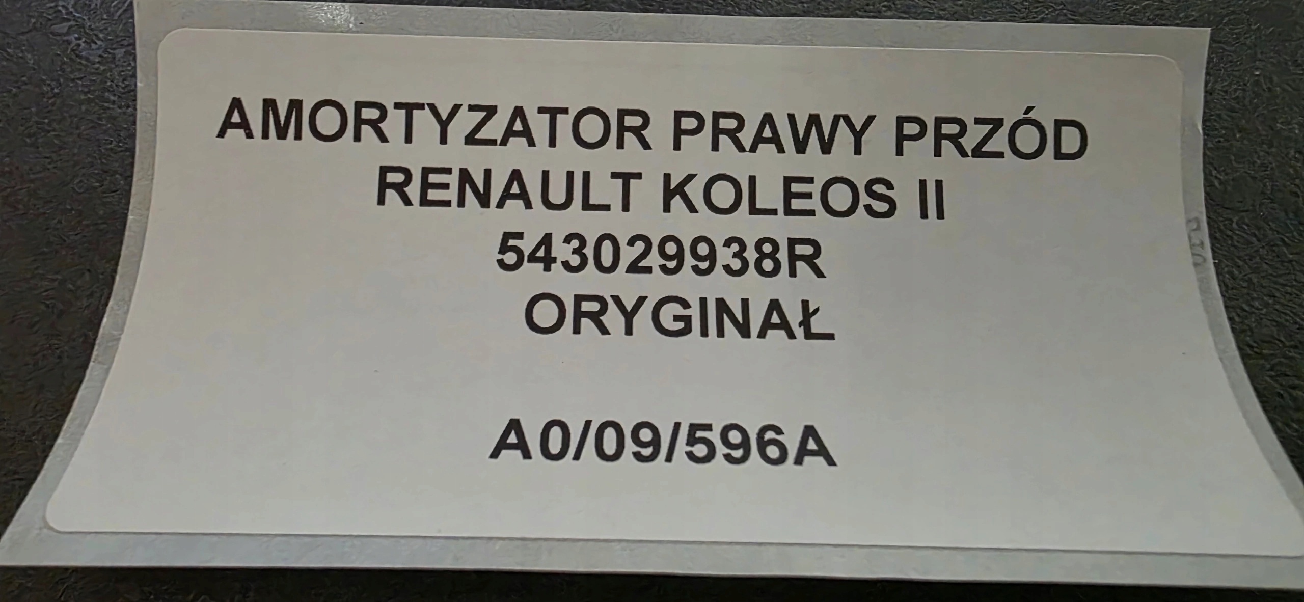 shock absorber right front RENAULT KOLEOS II original 543029938R