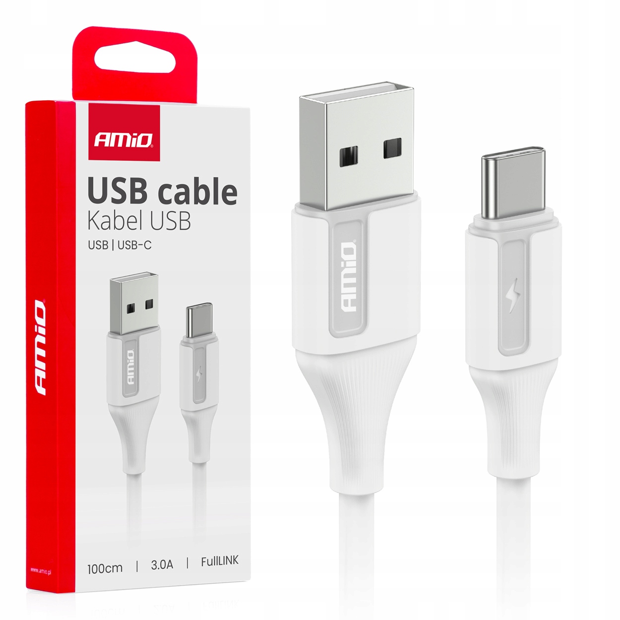 Kabel do ładowania Usb-a Usb-c 3A 100cm FullLINK AMIO-03917