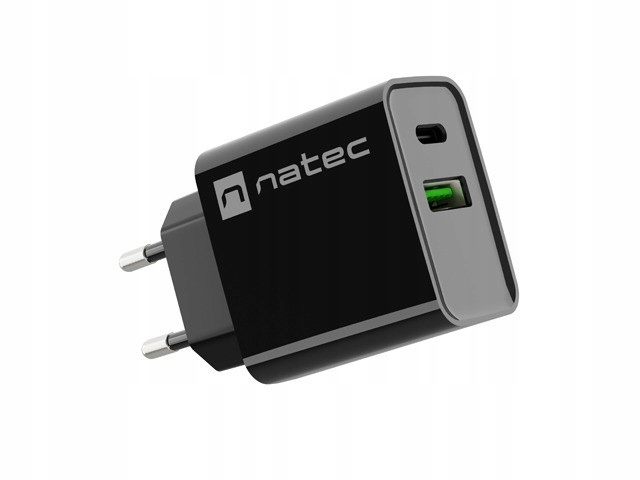 Natec Ładowarka sieciowa Ribera 1x Usb-a 1x Usb-c 20W Czarna