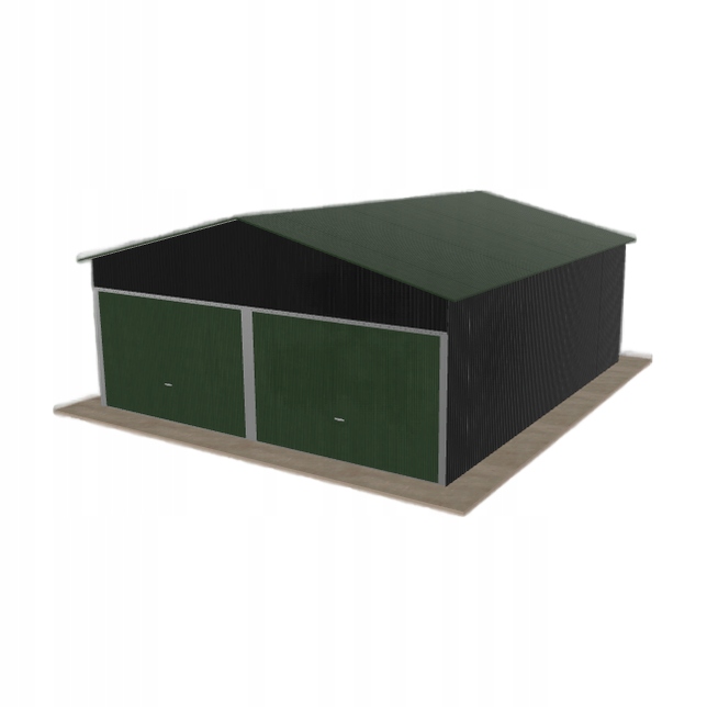 Plechová garáž 6x7 m dvoupolohová, dvoupolohová, černá