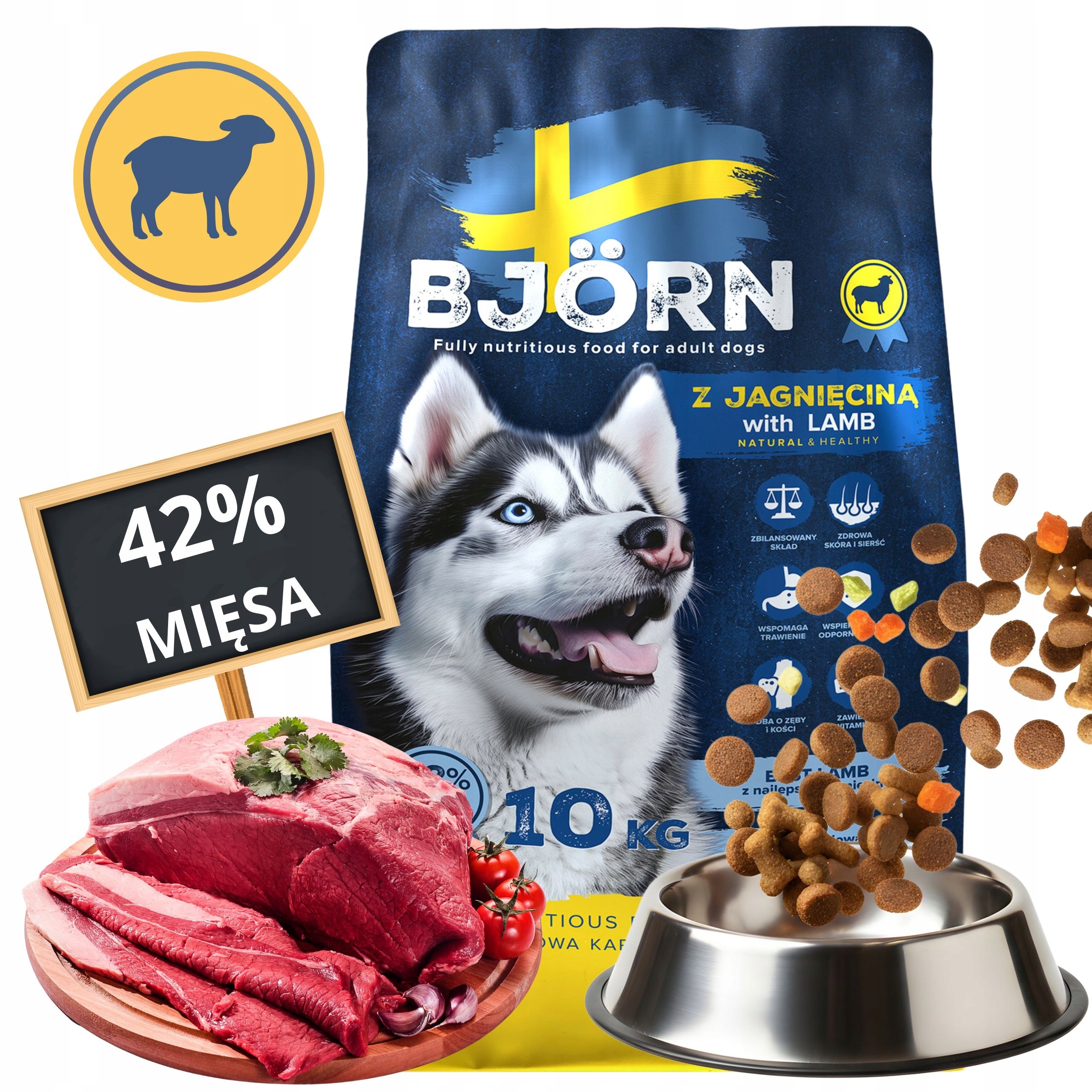 Suché Krmivo Pro Psy Björn care Adult S Jehněčím Masem 42% Maso Bez Gmo 10 kg