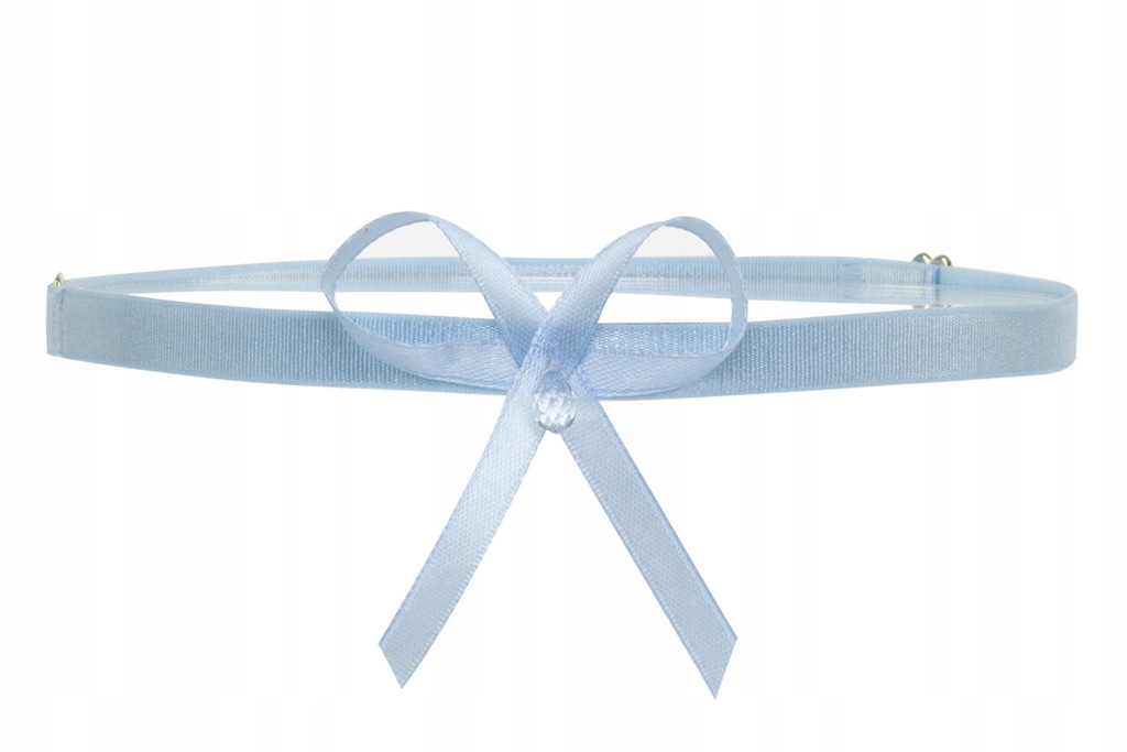 BŁĘKITNA PODWIĄZKA ŚLUBNA ZDOBIONA KOKARDKĄ I SZLIFOWANYM KRYSZTAŁEM
