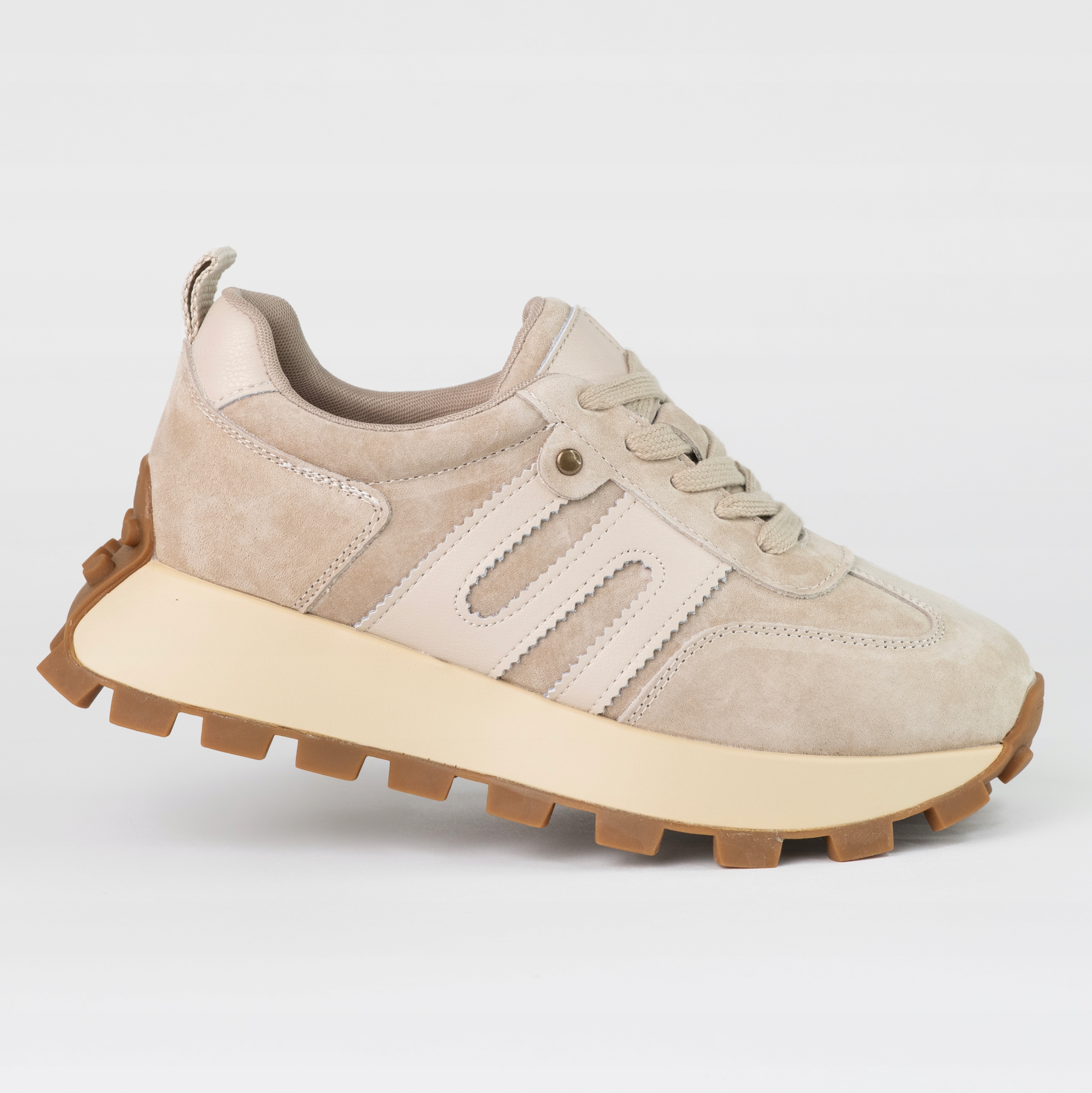 Obuwie sportowe damskie Goodin GD-XF-207 beż skóra naturalna zamsz 38