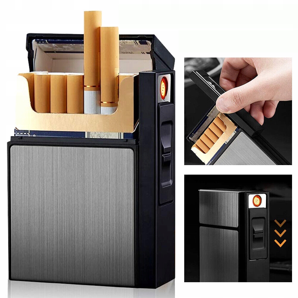 ZAPALNICZKA METALOWA MINI Z PUDEŁKIEM NA PAPIEROSY