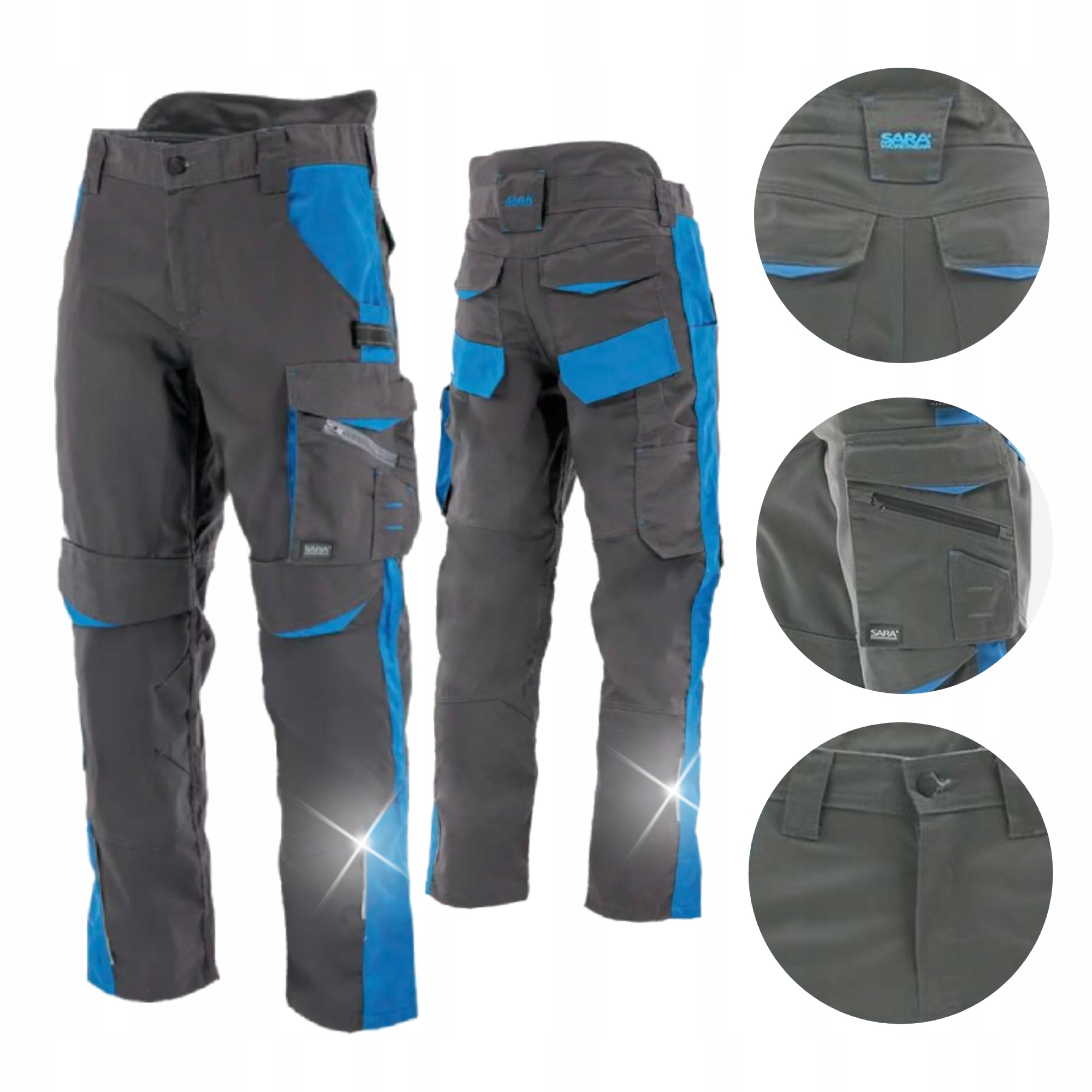 Spodnie robocze Sara Crafter męskie Elementy Odblaskowe, rozmiar 54