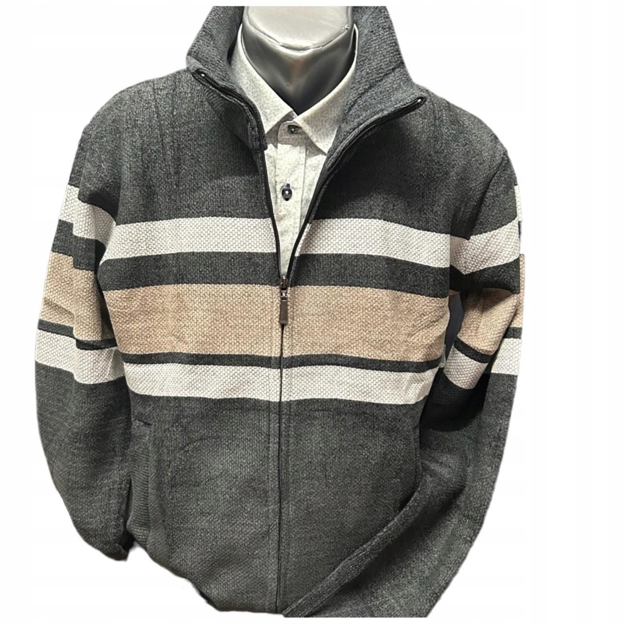 WEŁNA! SWETER MĘSKI ROZPINANY NA ZAMEK GRAFIT