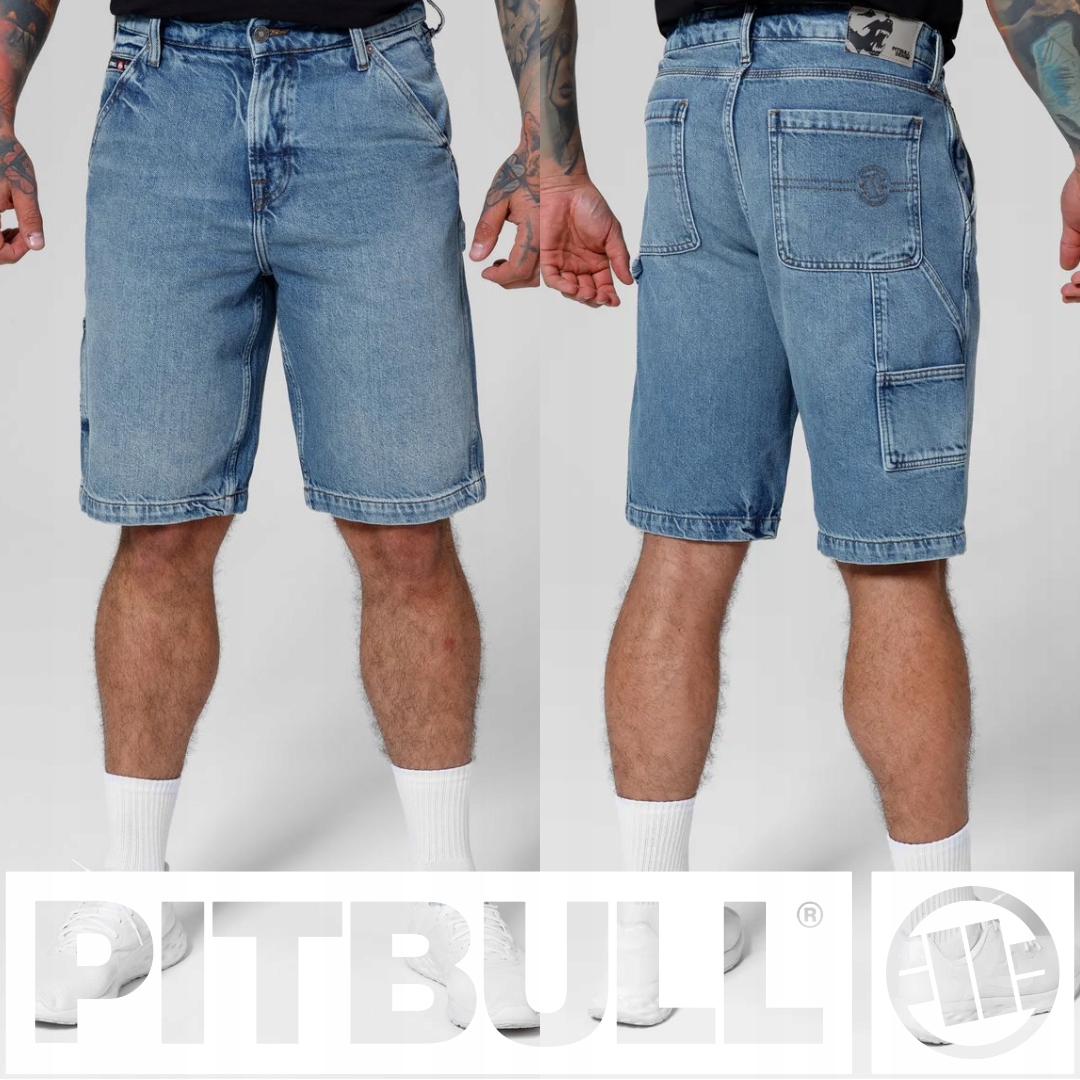 Pitbull West Coast Pánské Džínové Šortky Carpenter Blue Denim Velikost 31
