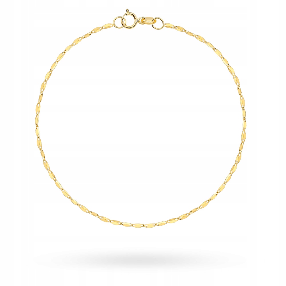Zlatý Náramek 585 mandlové destičky 19 Cm 0,43 g elegantní pro ženy