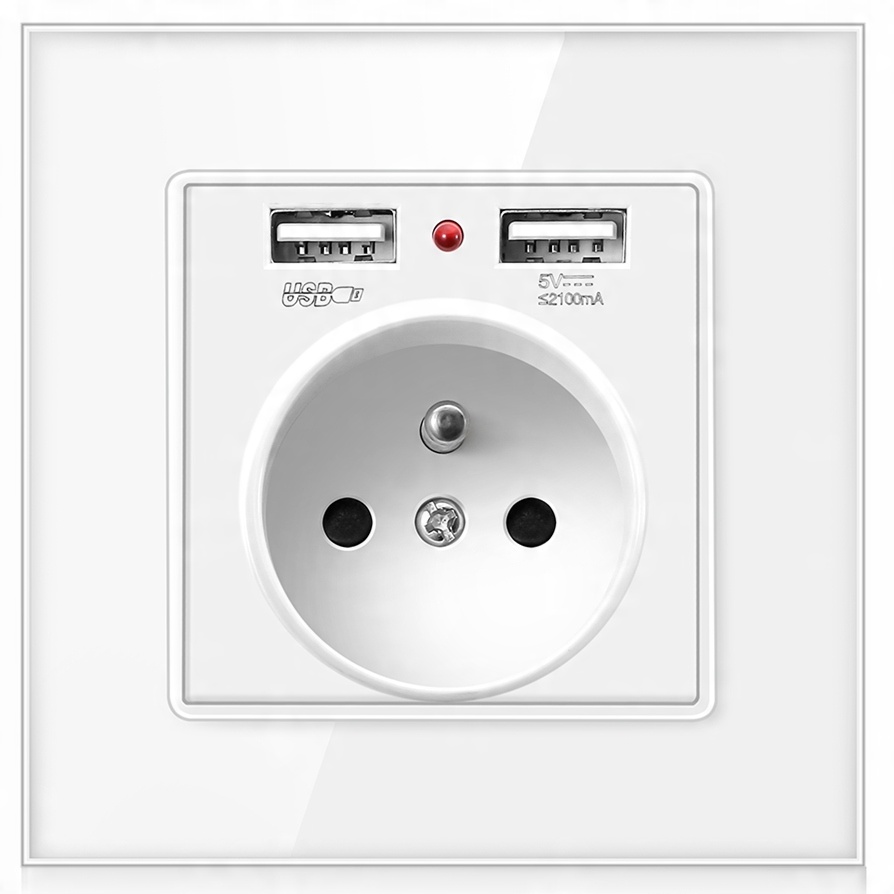 

Gniazdko Szklane Z 2x Usb Białe Kontakt Puszka