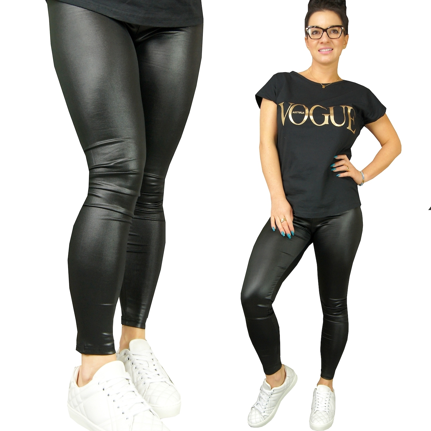 

Leginsy Latex Matowe Czarne skóra spodnie 4XL