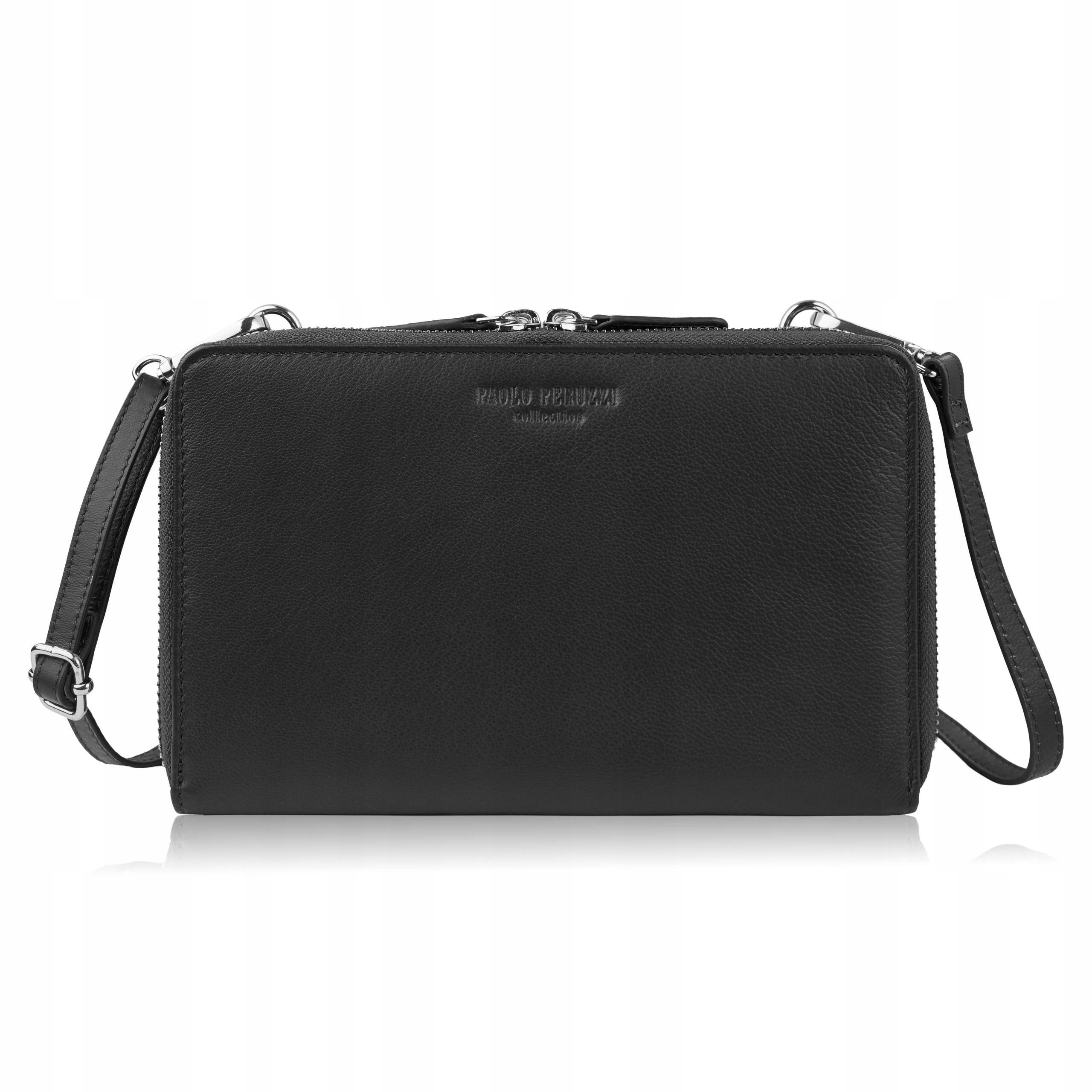 Malá dámská kožená kabelka psaníčko černá Paolo Peruzzi KV-02-BLS