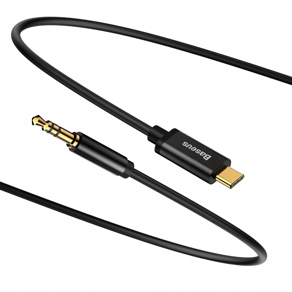 Kabel audio stereo przejścióka Aux 3.5mm Mini Jack Usb-c 120cm czarny