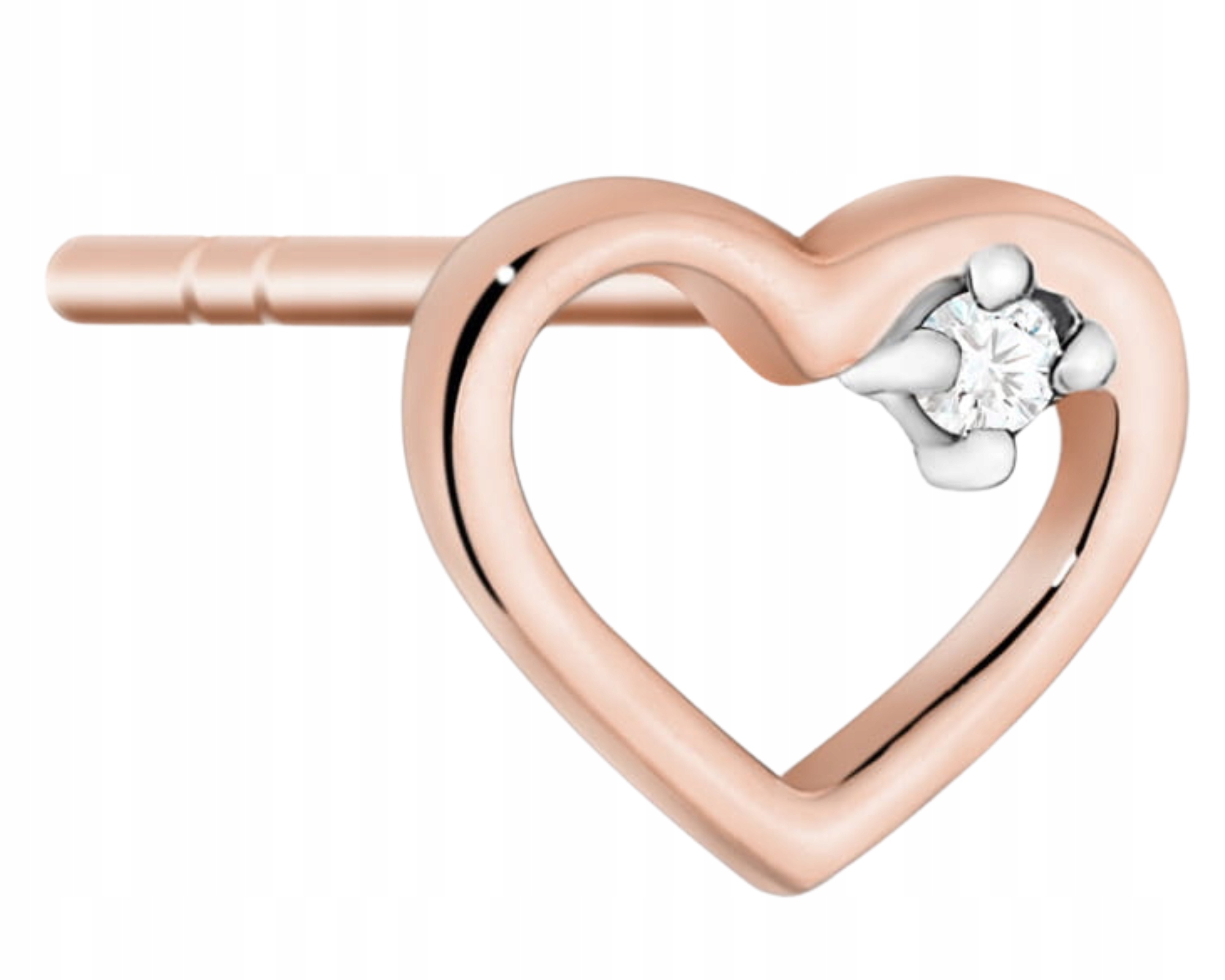 Růžové Zlato Náušnice Srdce Briliant Diamant 1 Kus Helix