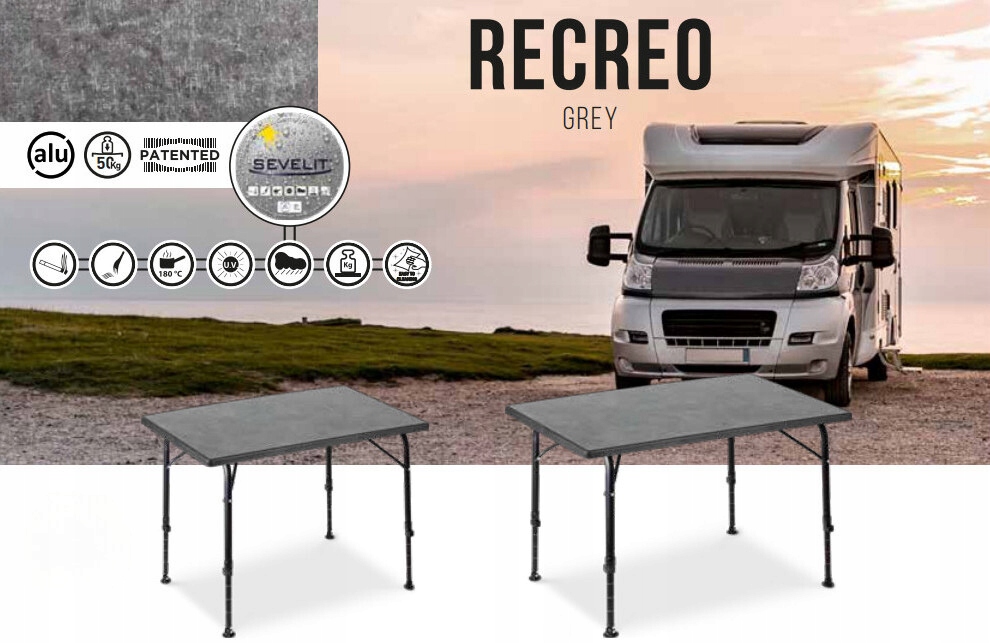 STÓŁ SKŁADANY KEMPINGOWY BRUNNER RECREO 80 x 60 cm Kolor dominujący szary