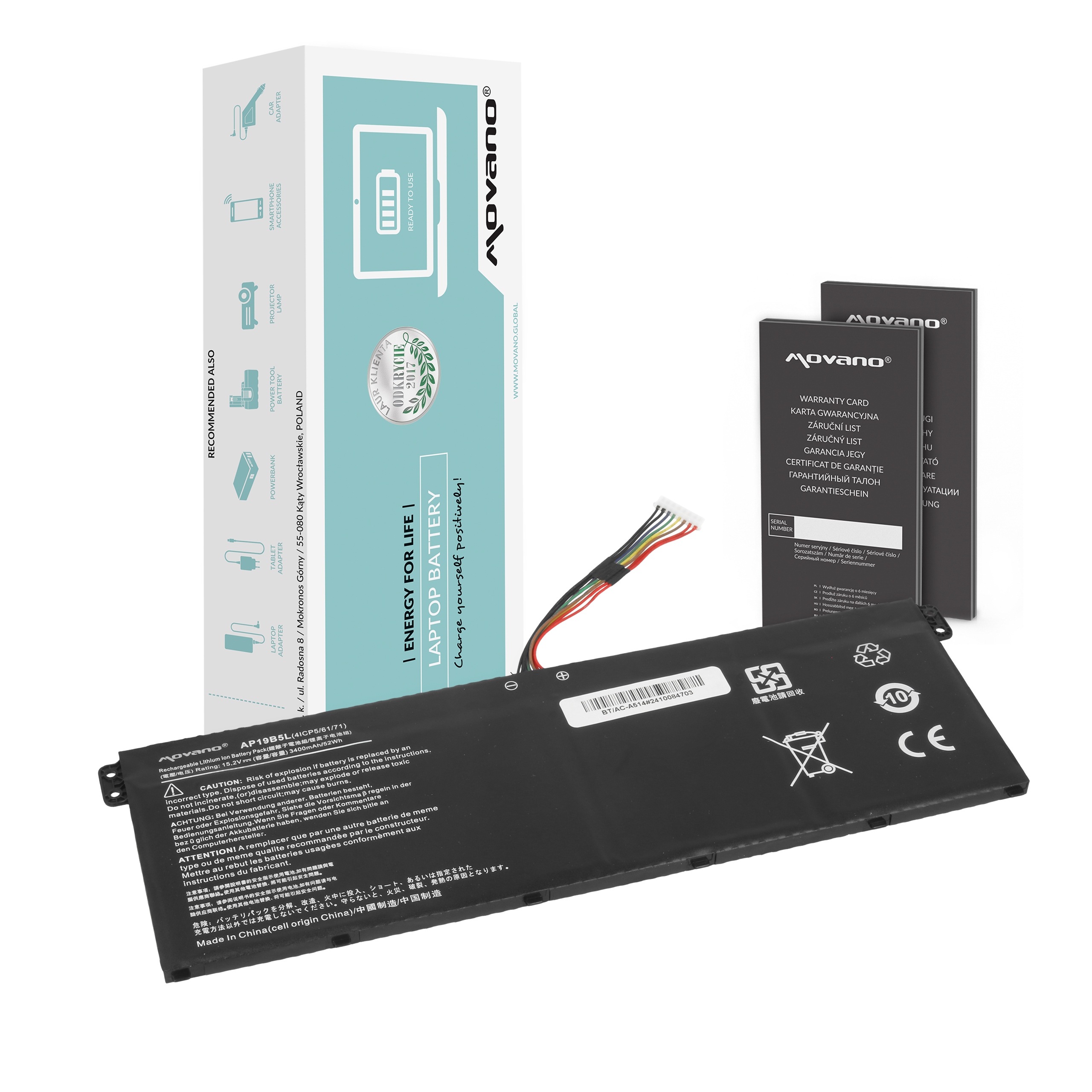 Bateria AP19B5L do Acer Aspire 5 A514-53, A515-44, A715-75G