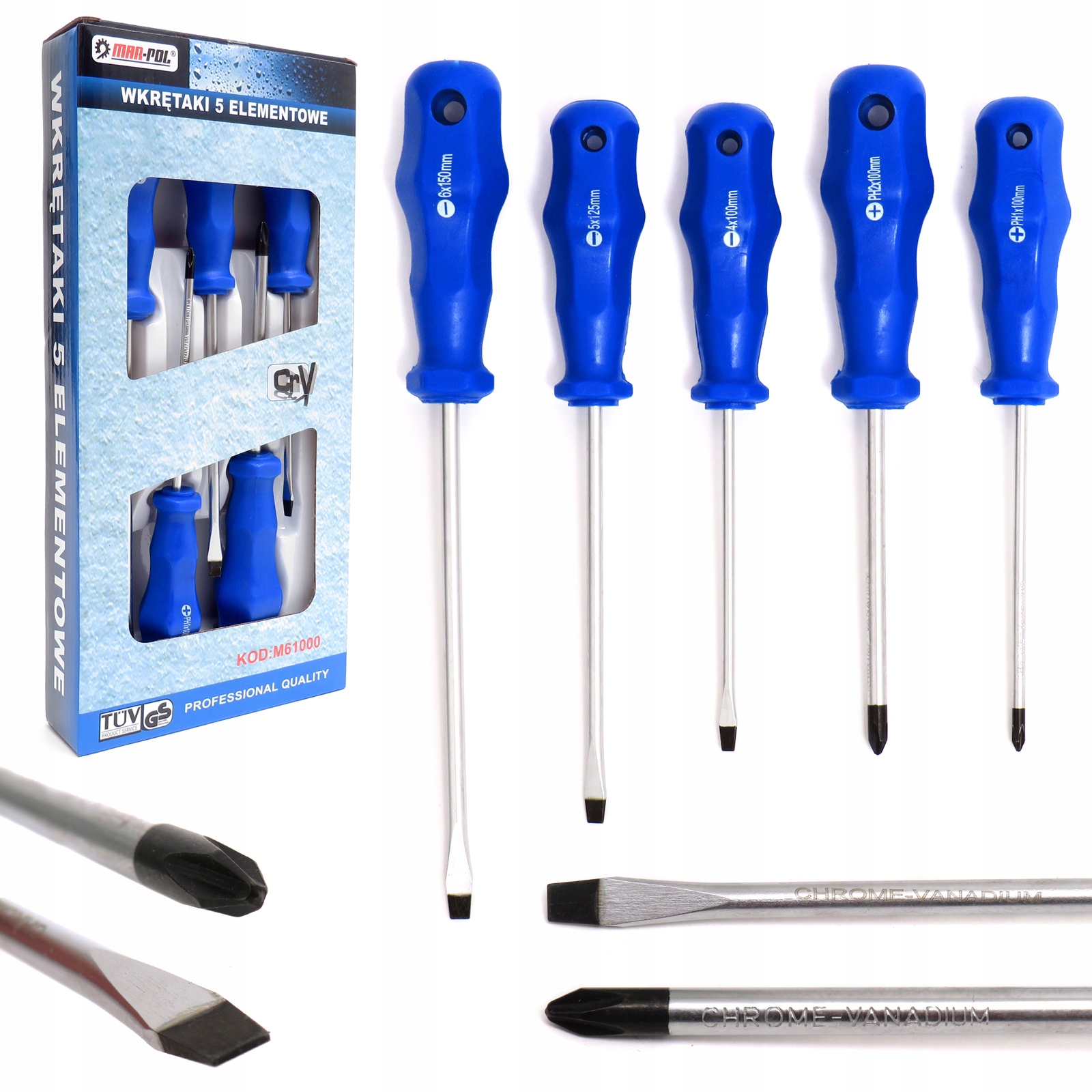 ZESTAW ŚRUBOKRĘTÓW WKRĘTAKÓW Z MAGNESEM CRV 5 EL