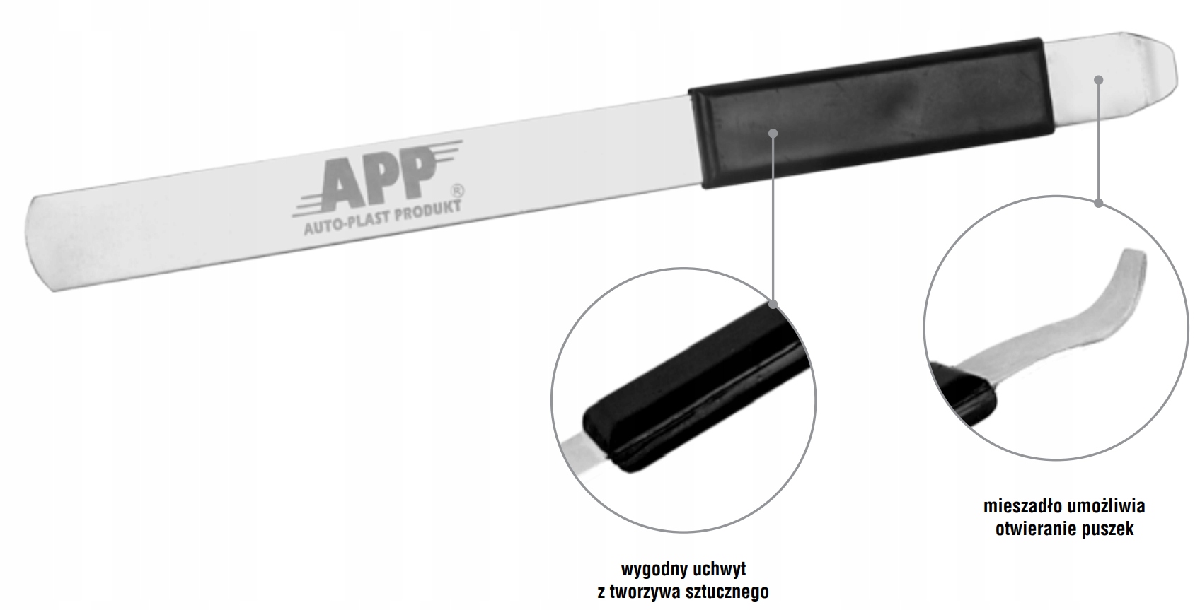 APP mieszadło metalowe z otwieraczem do puszek