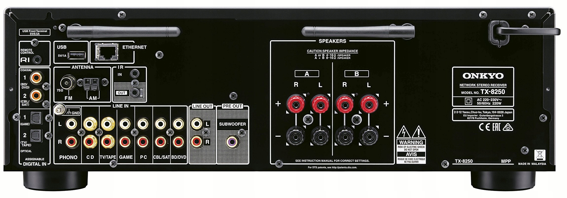 ONKYO TX-8250 STREAMER WiFi BT DAC AirPlay Chromecats DAB+ USB-A 2x135W EAN (GTIN) 4573211153217