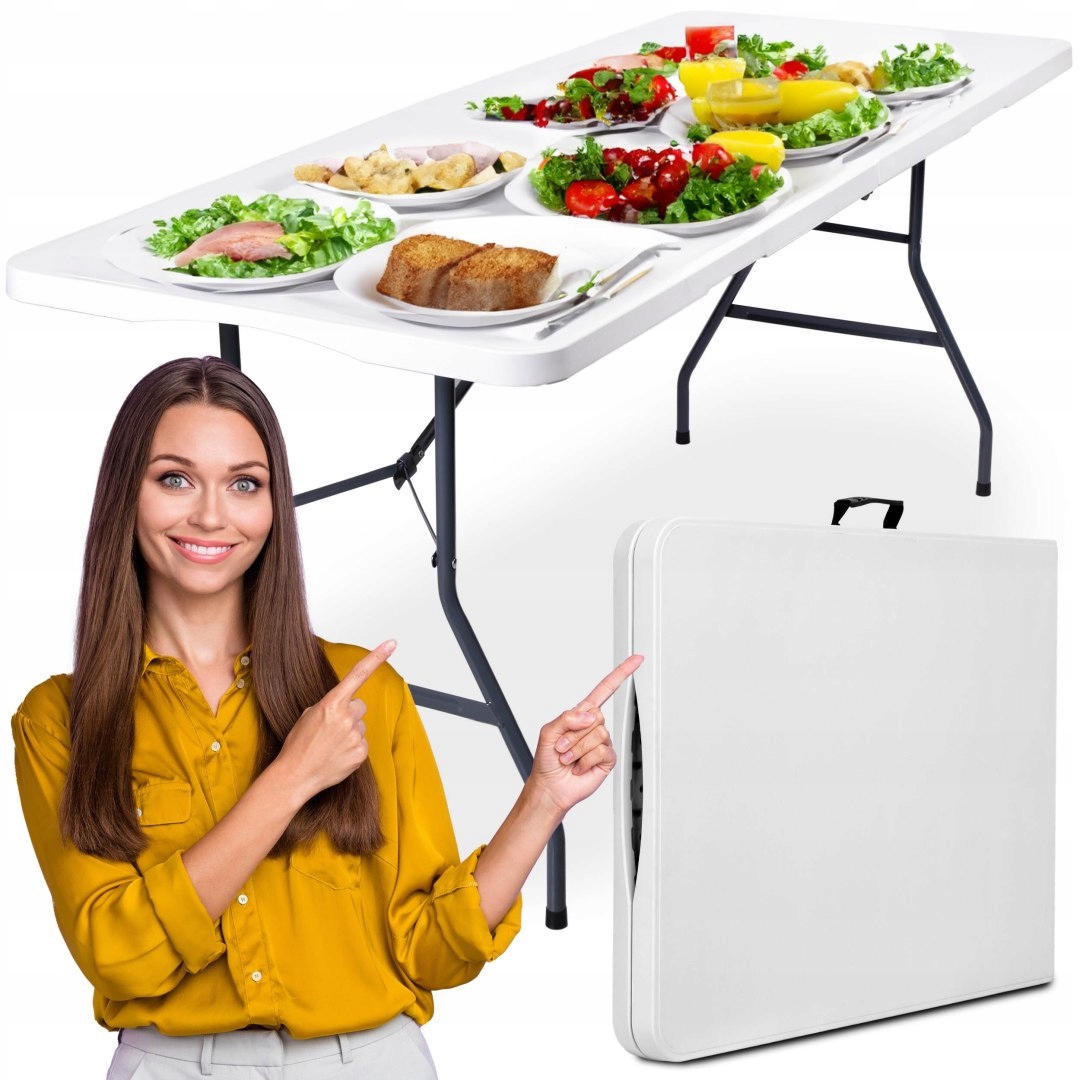 Cateringový stůl Bali White skládací do kufru 180 cm