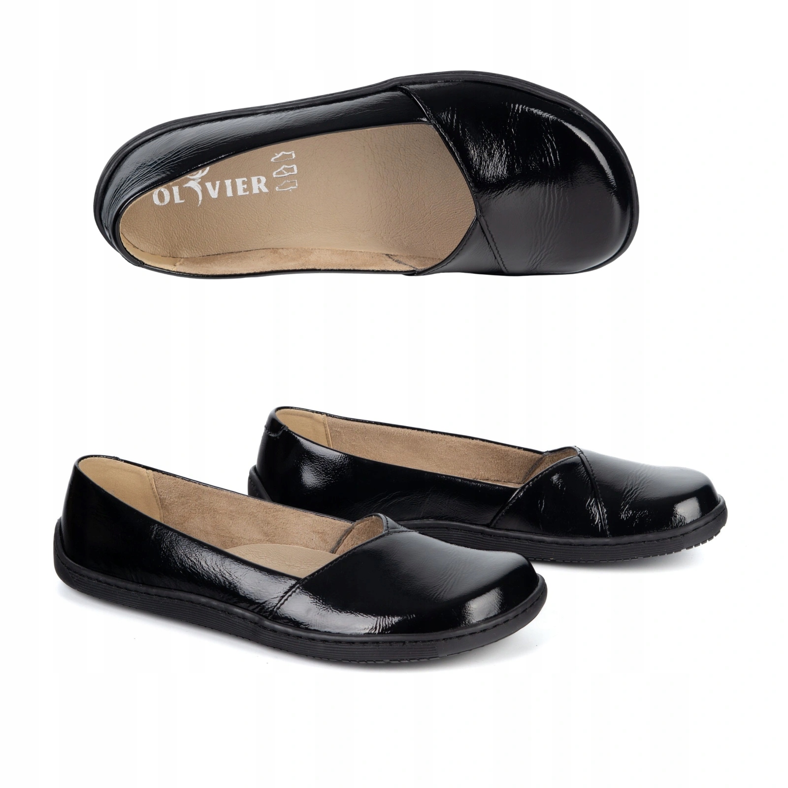 Baleriny barefoot damskie Maelle czarne lakier 39