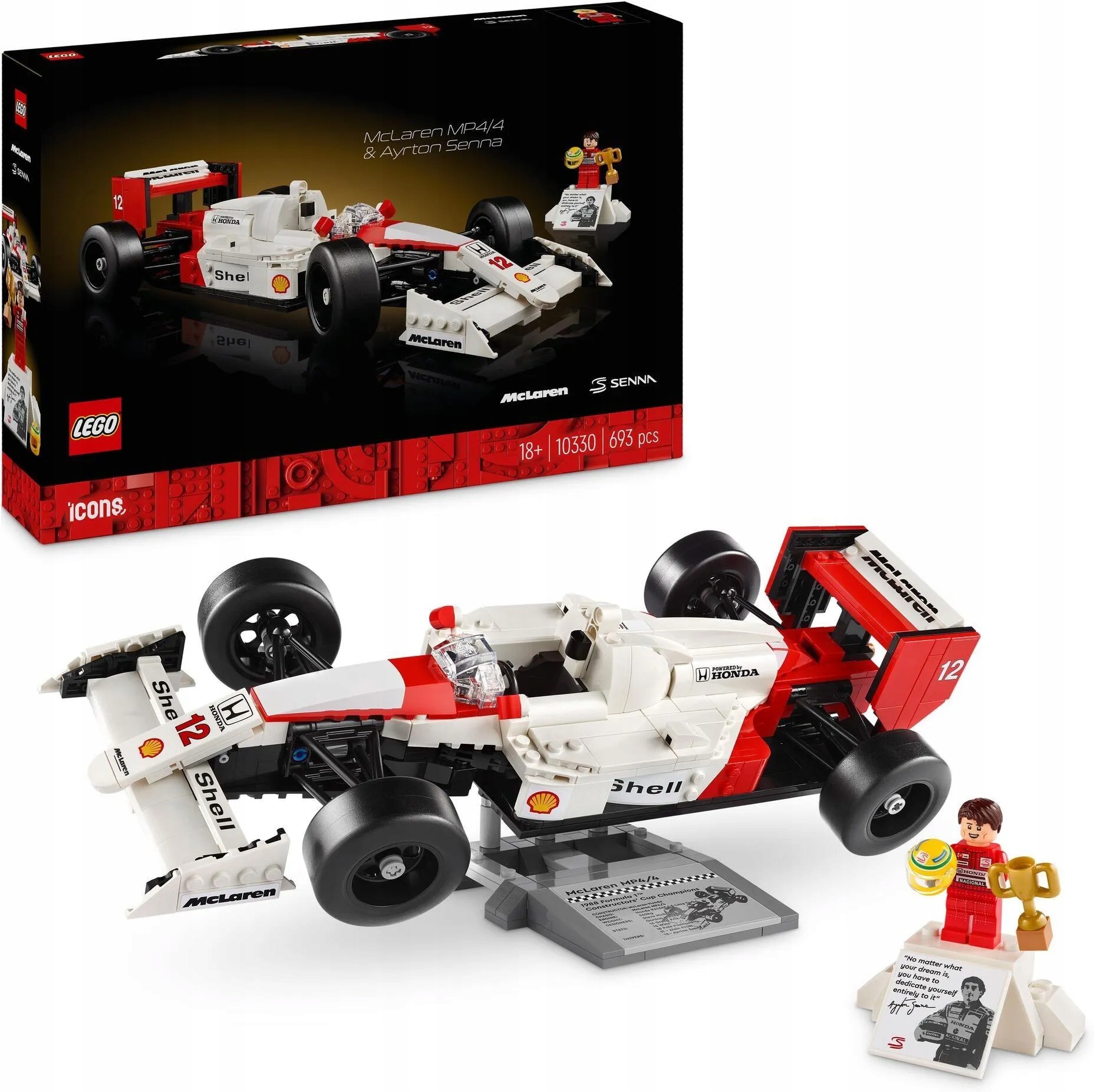 stavebnice Lego Icons 10330 McLaren MP4/4 a Ayrton Senna Formule F1 Formule 1