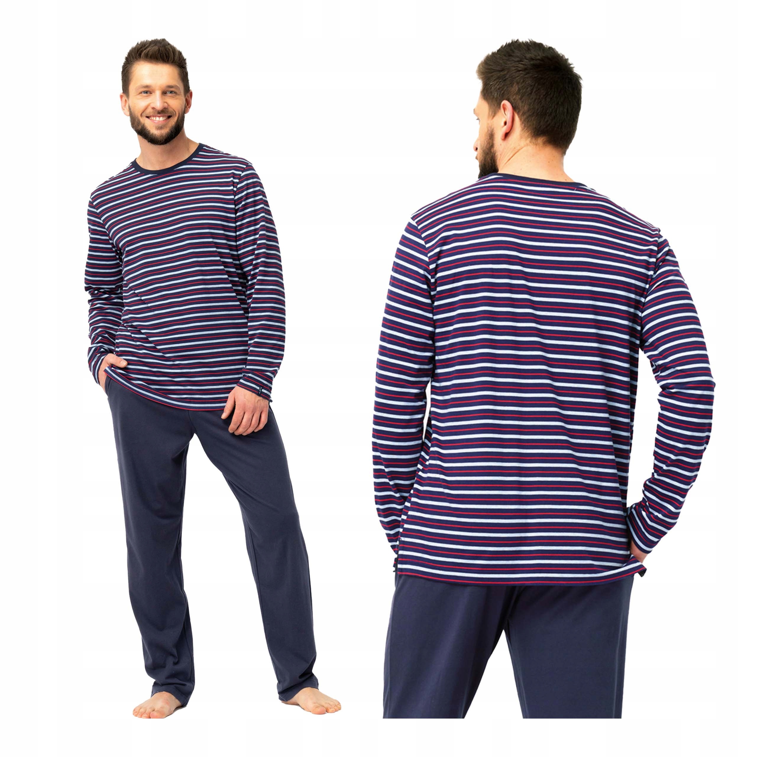 Pánské pyžamo klasické bavlněné s dlouhým rukávem a kalhotami Mns 316 Key L