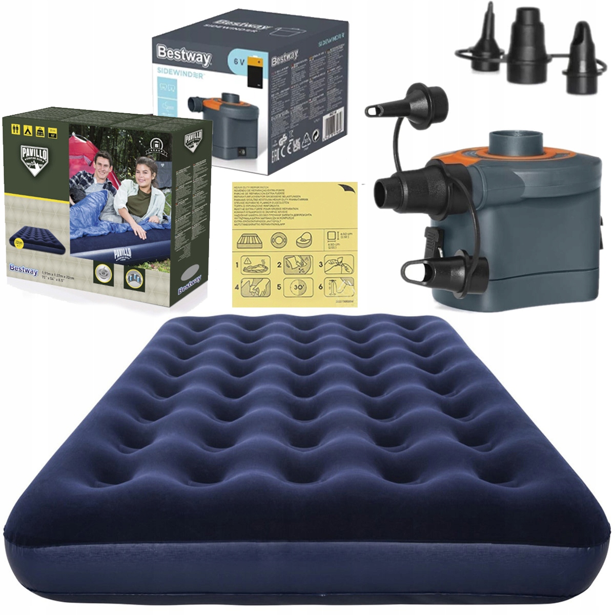 

Materac Dmuchany 2os Welur 191x137 +pompka Bestway