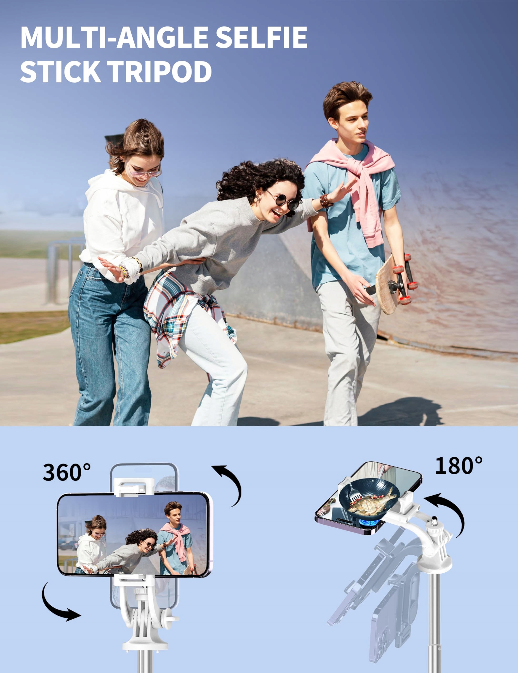 Aluminiowy Statyw Selfie Stick Do Telefonów i Kamer — miniatura 4