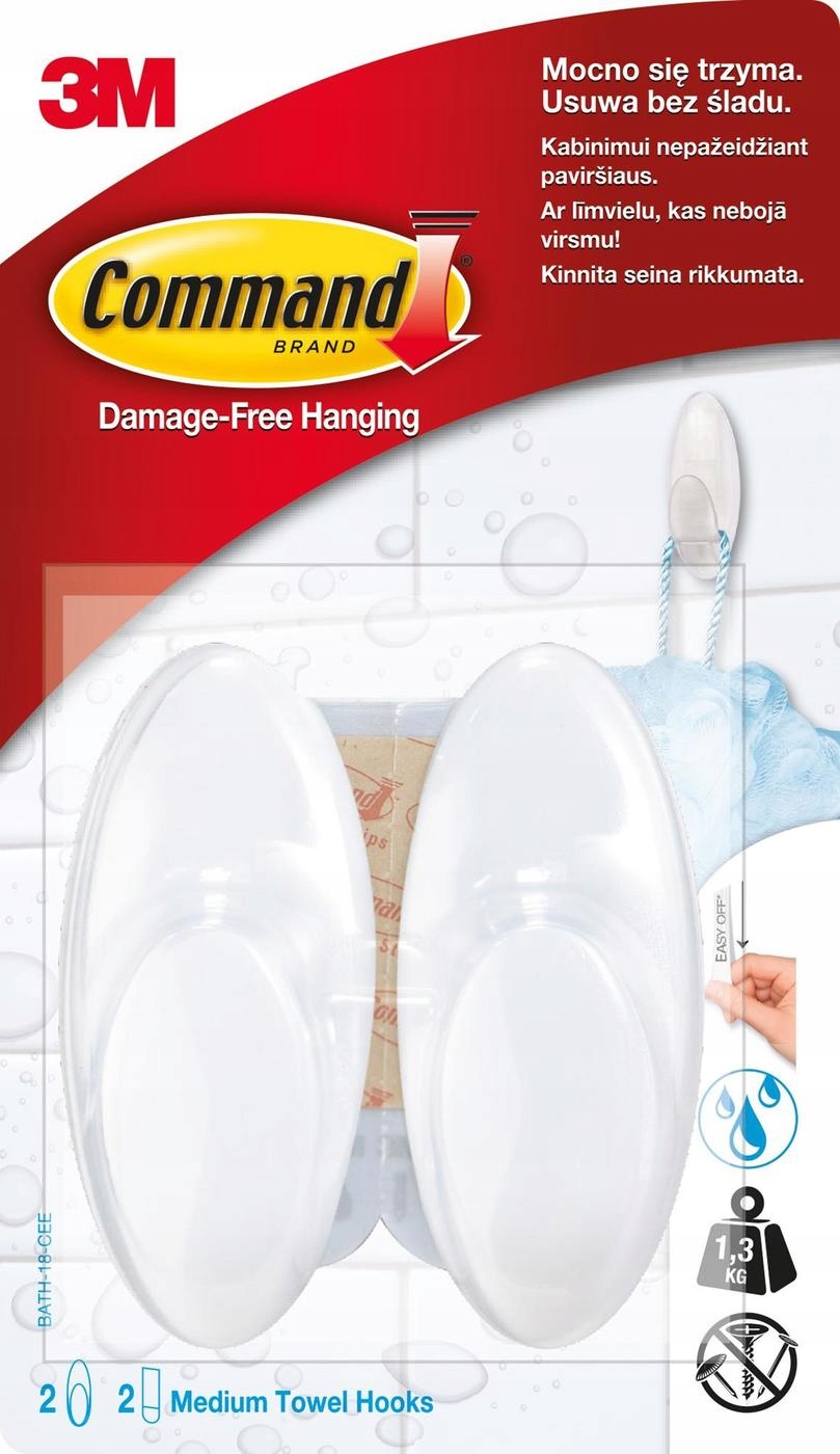 

Haki łazienkowe średnie Command 3M 2szt. 1,3kg