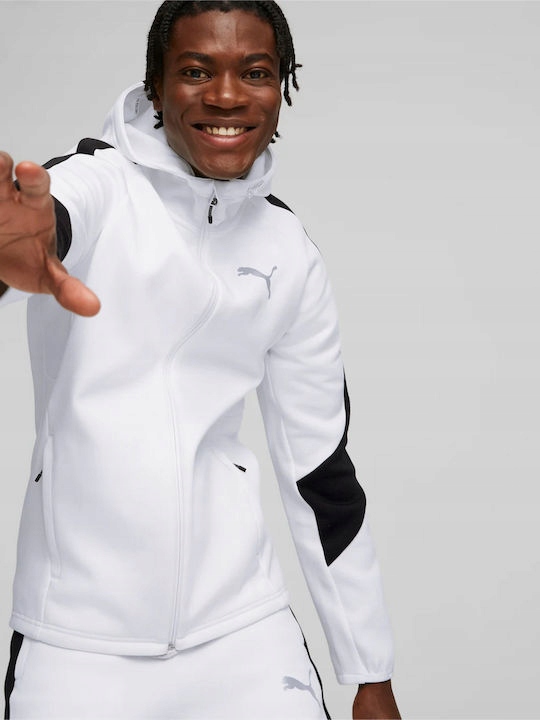 Pánská mikina s kapucí Puma Evostripe Full Zip velikost XL bílá
