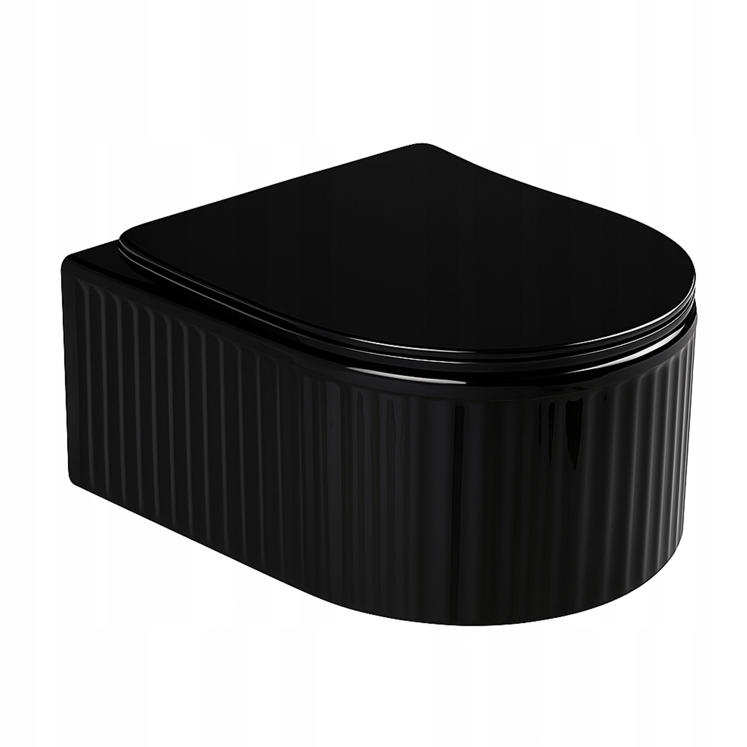 Miska Wc Wisząca Rimless Ryflowana Czarna Deska Wolnoopadająca Duroplast