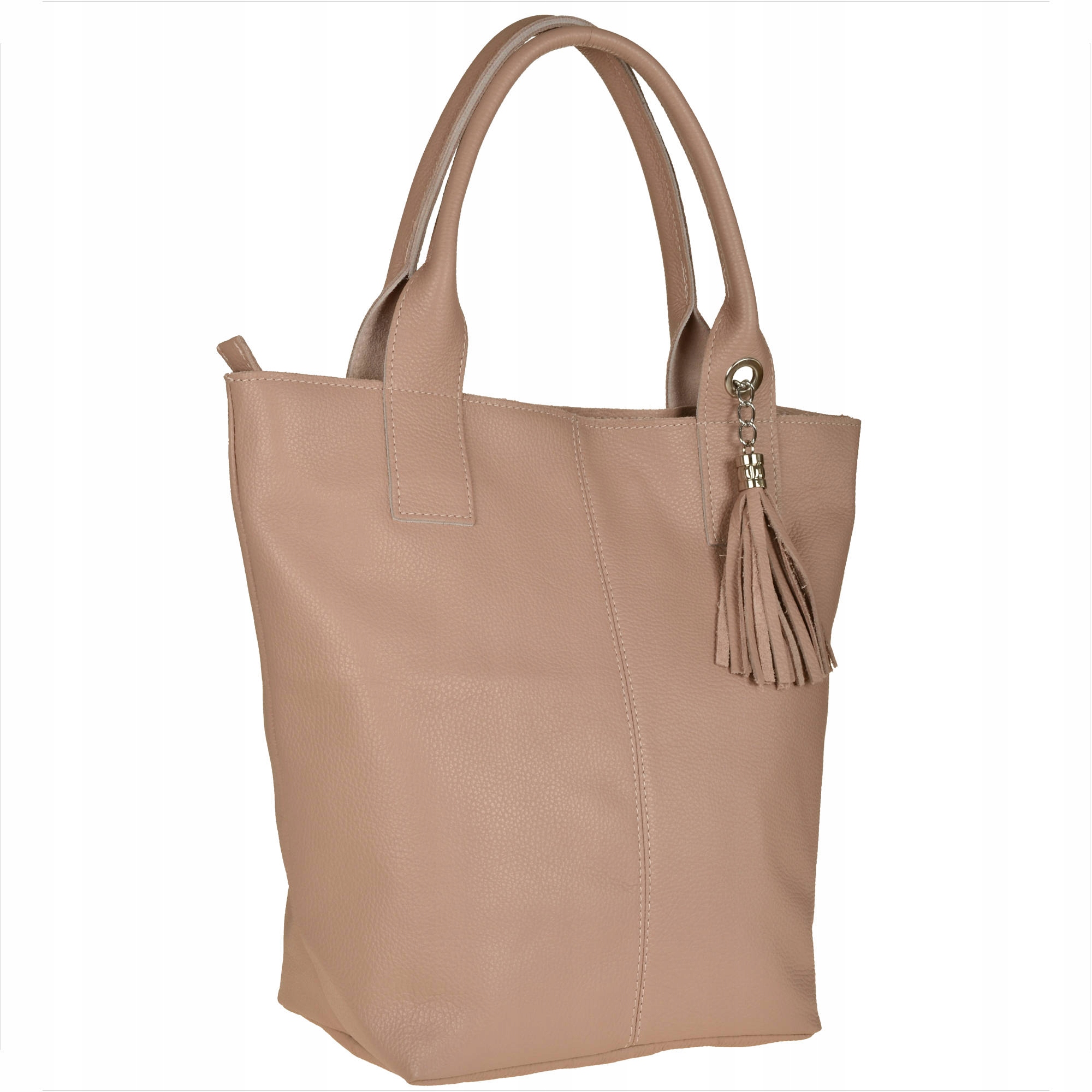 

Torebka damska skóra shopper podszewka róż pudrowy