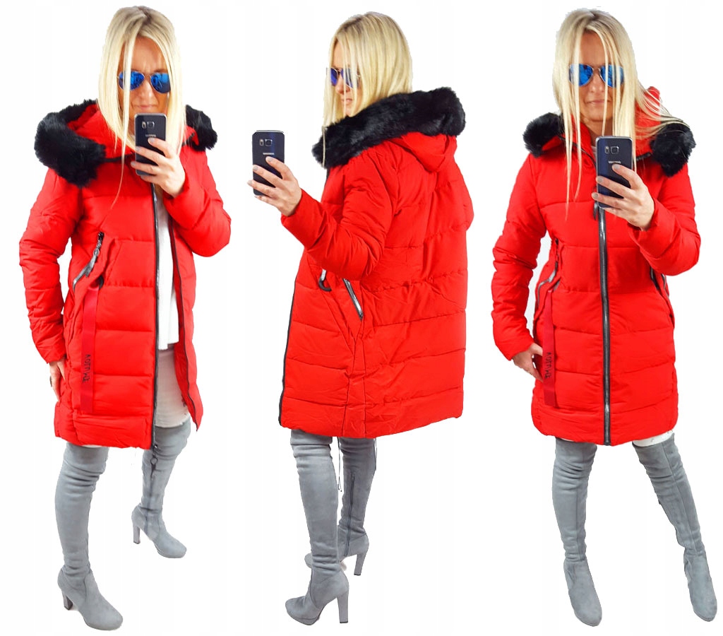 

Kurtka Płaszcz Długa Pikowana Parka Z Futerkiem Xs