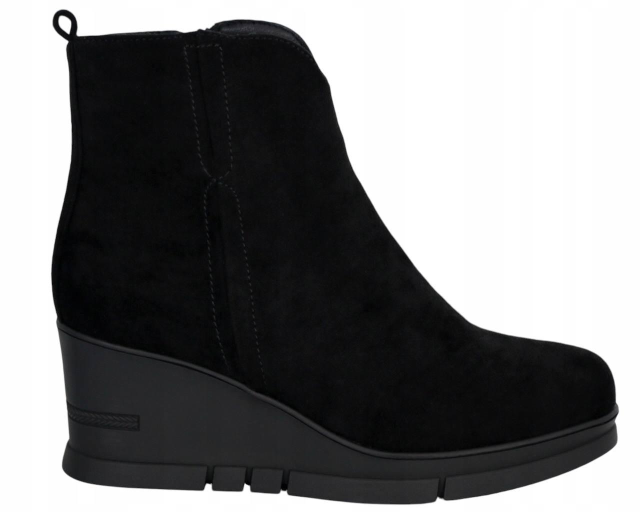 Černé Dámské Kotníkové Boty Na Klínku, Zateplené Semišové Boty S Kožešinou, Velikost 38