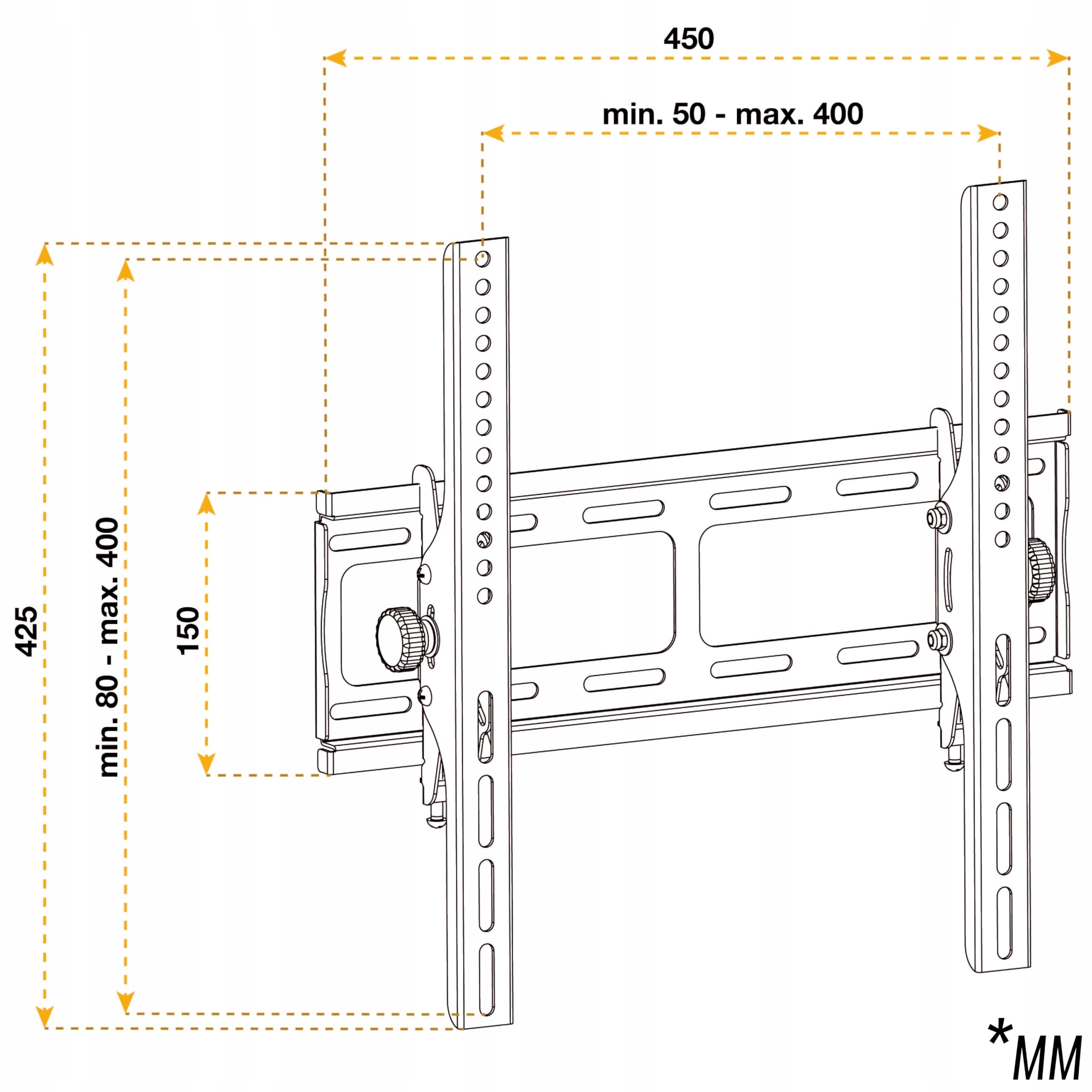RICOO Uchwyt TV Ścienny Neigbar Ultra Slim 32-65 cali do 95Kg VESA 400x400 — miniatura 8