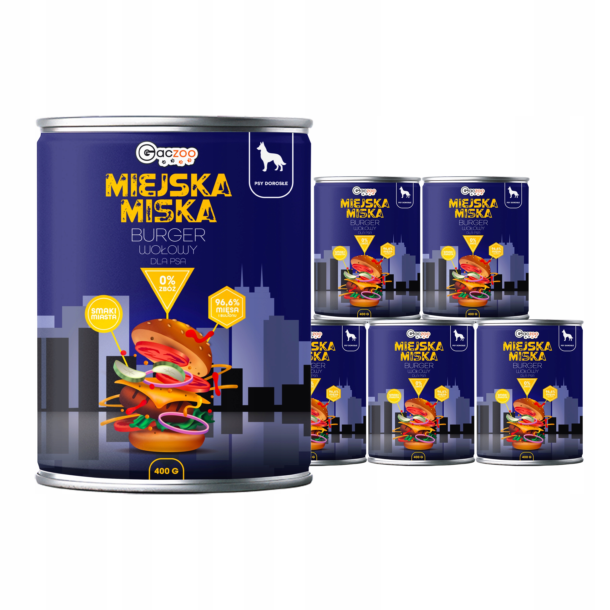 Levně Krmivo pro psa Městská miska Gaczoo Hovězí burger 6 x 400 g bez obilovin