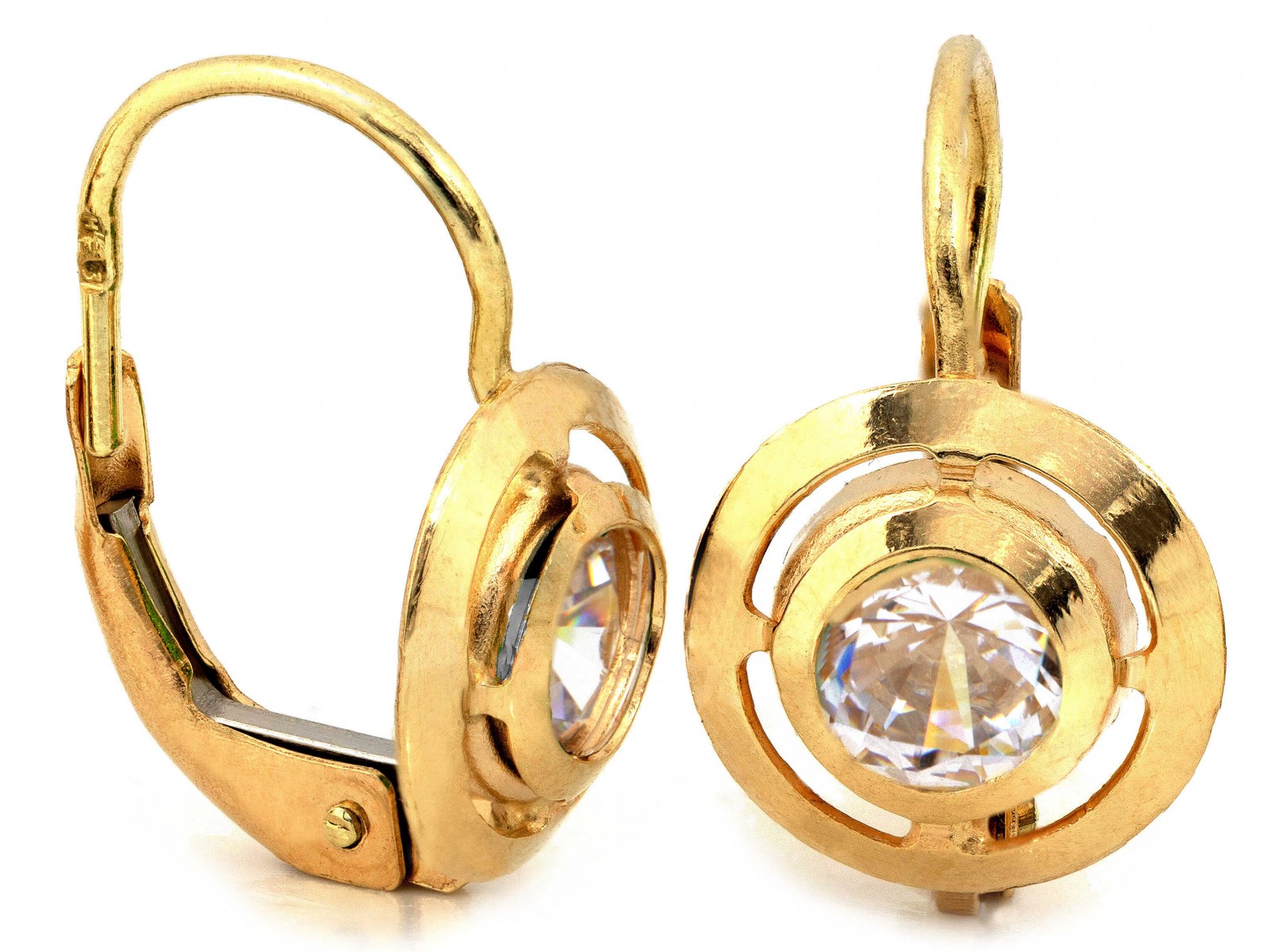 Anglické zlaté 585 náušnice se zirkonem ve zlatém obalu 2.27 g jako dárek