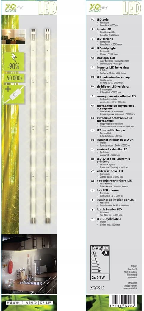 XQ 0912 ZESTAW MOCNYCH TAŚM LEDOWYCH WEWNĘTRZNE OŚWIETLENIE LED z zaczepami Marka Smartwares