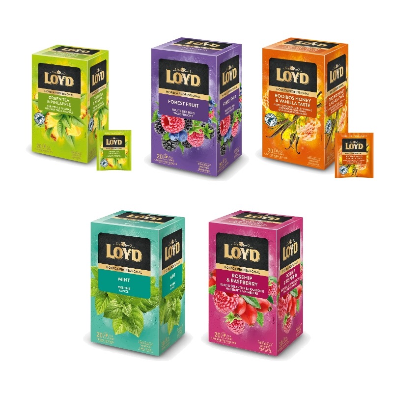 Loyd Horeca sada 5 čajů Máta Zelená Rooibos Ovocná 100 sáčků