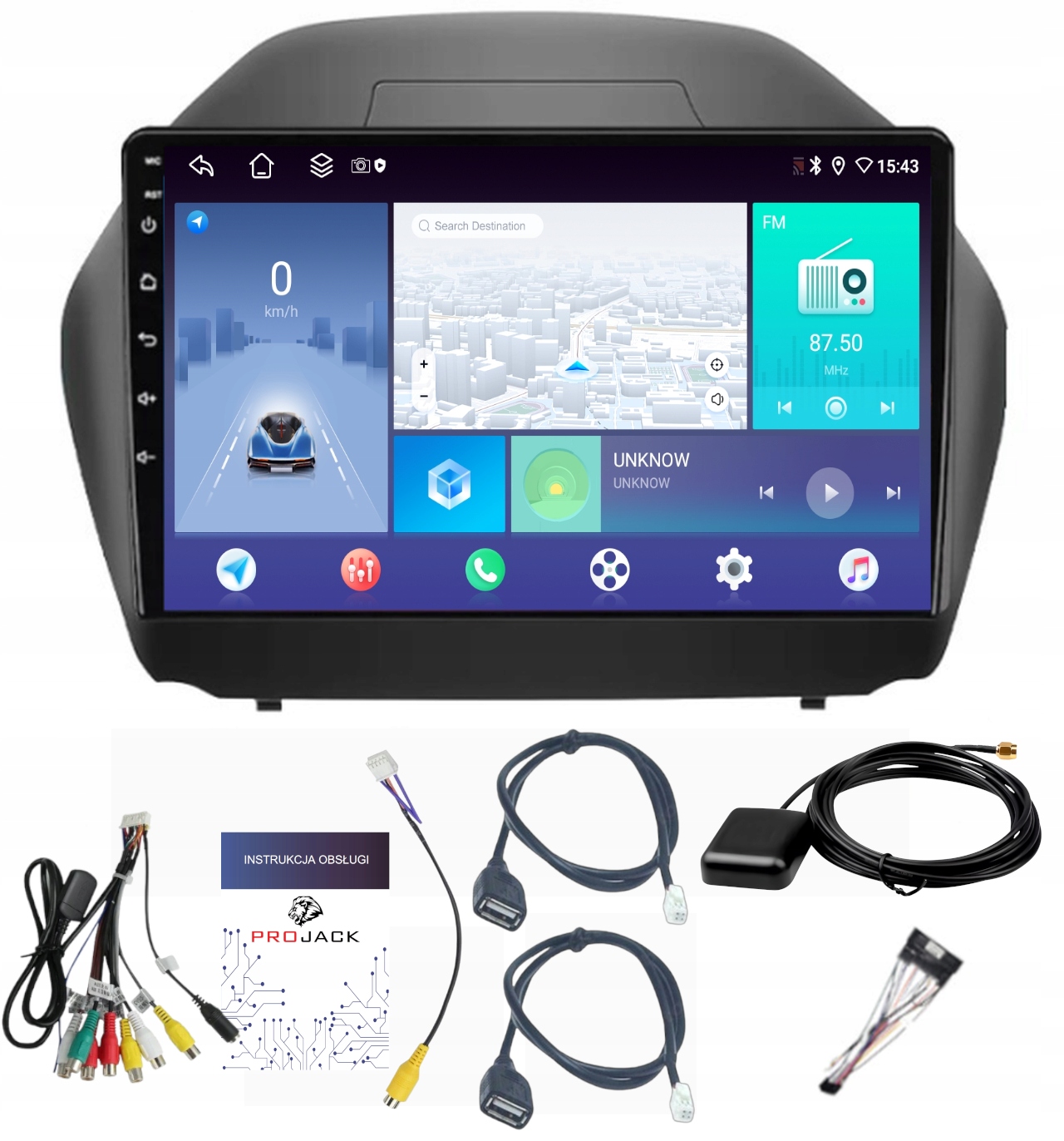 Rádio Navigácia Android Carplay Hyundai IX35 2009-2015 4GB 64GB Sim