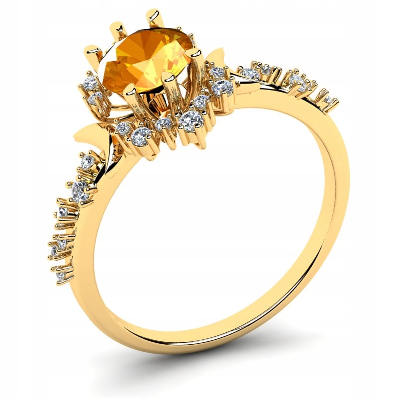 

Pierścionek Złoty Księżyce Z Pomarańczową Cyrkonią