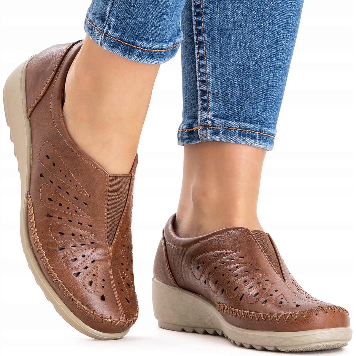 Polobotky mokasíny vč. kůže nazouvací Tuhost H lehké Ažurové Wojtyłko 37