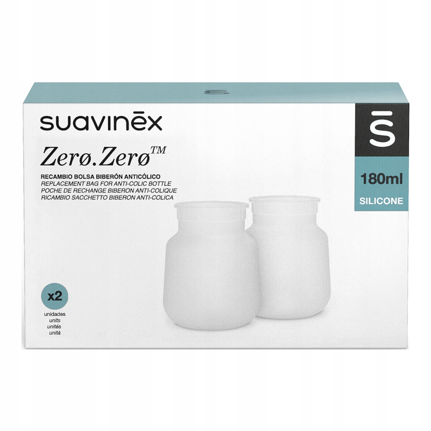 Suavinex Torebka silikonowa do butelki Zero Zero 180 ml woreczek 2 szt Pojemność 180 ml