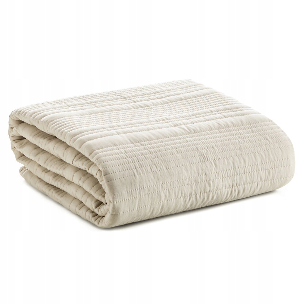 Dekorativní přehoz Tara 170x210 béžový prošívaný s pruhy