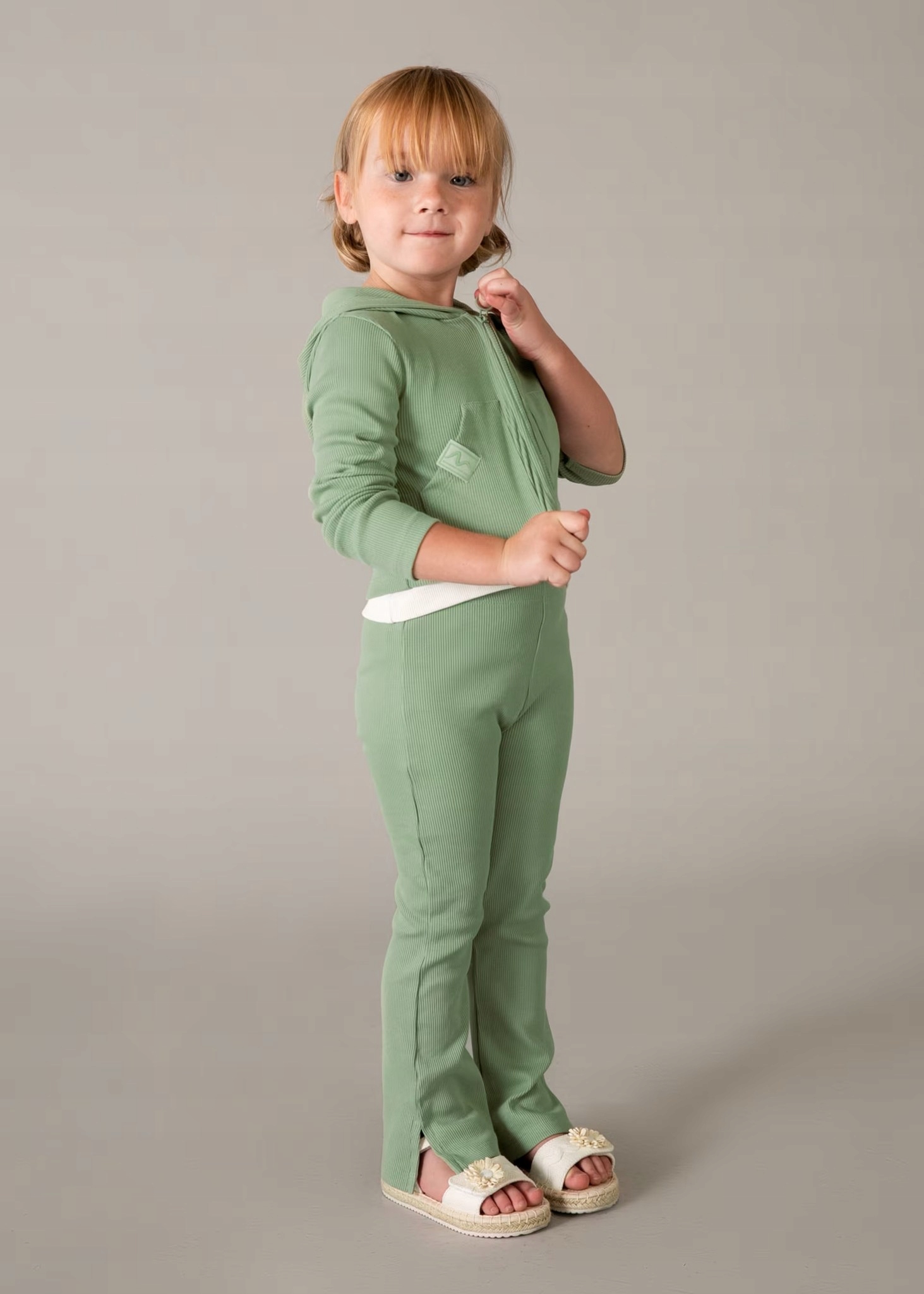 Mayoral 3891-48 Dres Komplet dziewczęcy Prążek Bluza+spodnie Zielony R. 128