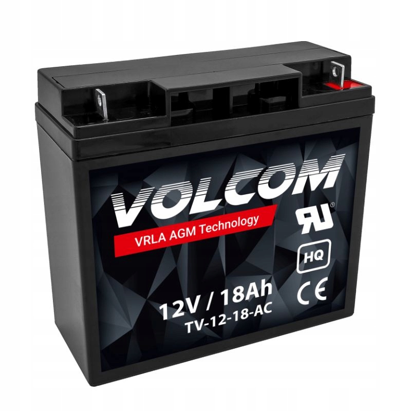Akumulátor Agm 12V 18Ah Volcom (rozměr 17Ah 20Ah) Ups solární alarm na kolo